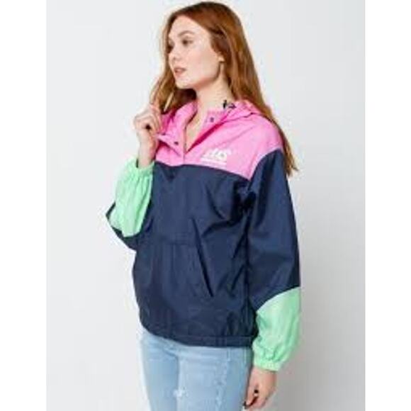 Vans Sport Stripe Anorak 1/2 Button Up Pullover Hoodie Women Sz S - Picture 3 of 13